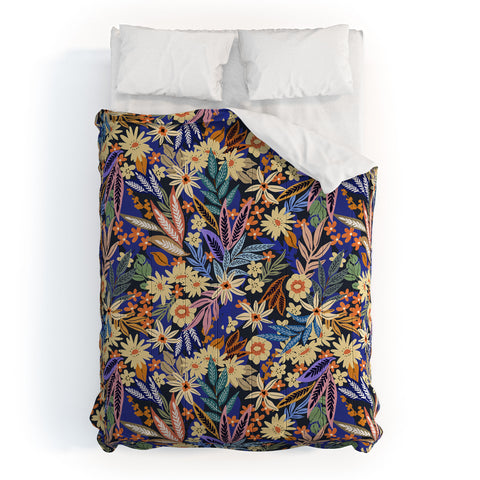Marta Barragan Camarasa Dark flowered blooms colorful Comforter