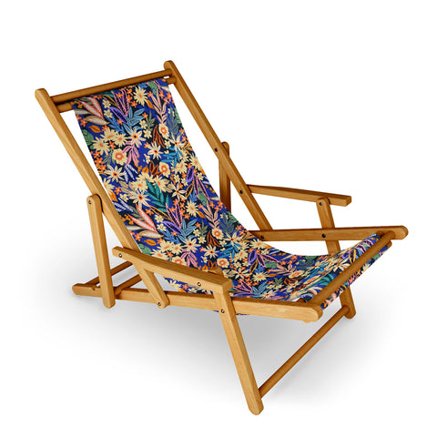 Marta Barragan Camarasa Dark flowered blooms colorful Sling Chair