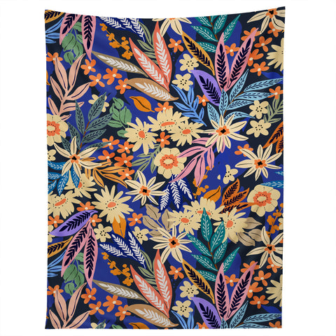 Marta Barragan Camarasa Dark flowered blooms colorful Tapestry
