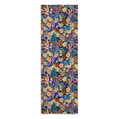 Marta Barragan Camarasa Dark flowered blooms colorful Yoga Towel
