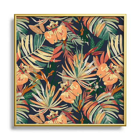 Marta Barragan Camarasa Dark tropical botanical wild A Square Metal Framed Art Print