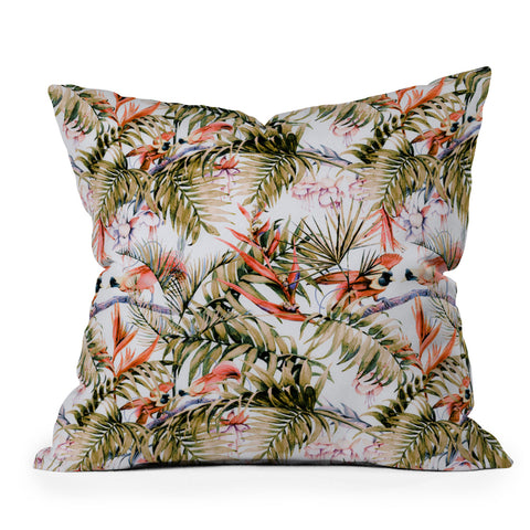 Marta Barragan Camarasa Exotic birds in the jungle paradise Outdoor Throw Pillow
