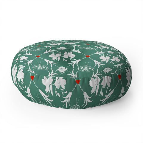 Marta Barragan Camarasa Floral Pleasure greenish A Floor Pillow Round