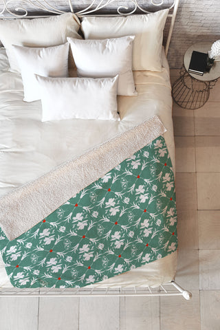 Marta Barragan Camarasa Floral Pleasure greenish A Fleece Throw Blanket