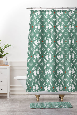 Marta Barragan Camarasa Floral Pleasure greenish A Shower Curtain And Mat