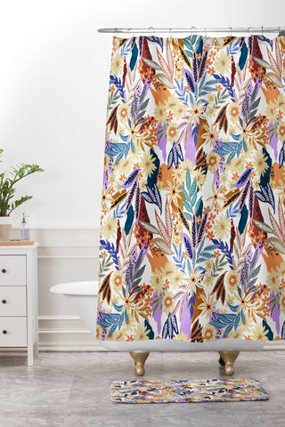 Marta Barragan Camarasa Flowered blooms colorful AB2 Shower Curtain And Mat