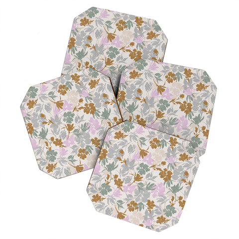 Marta Barragan Camarasa Flowery meadow pastel colors Coaster Set