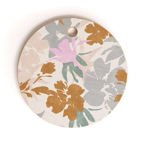 Marta Barragan Camarasa Flowery meadow pastel colors Cutting Board Round