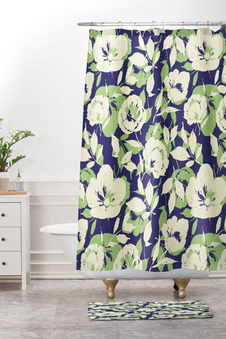 Marta Barragan Camarasa Garden floral shapes TS Shower Curtain And Mat