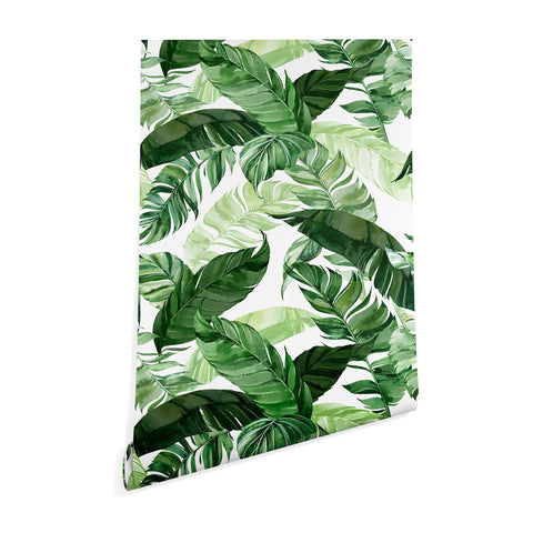 Marta Barragan Camarasa Green leaf watercolor pattern Wallpaper
