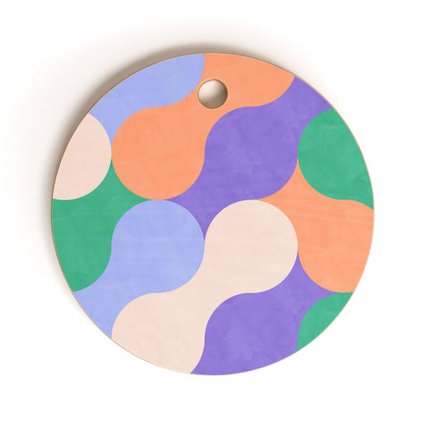 Marta Barragan Camarasa Mosaic retro colorful MD Cutting Board Round