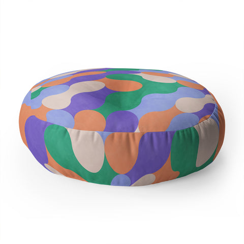 Marta Barragan Camarasa Mosaic retro colorful MD Floor Pillow Round