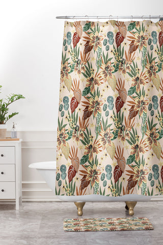 Marta Barragan Camarasa Nice tropical floral jungle 2 Shower Curtain And Mat