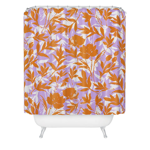 Marta Barragan Camarasa Orange garden on lavender Shower Curtain
