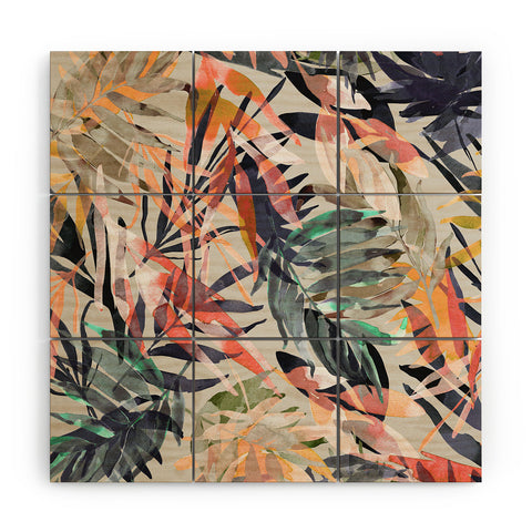 Marta Barragan Camarasa Palms leaf colorful paint 2PB Wood Wall Mural