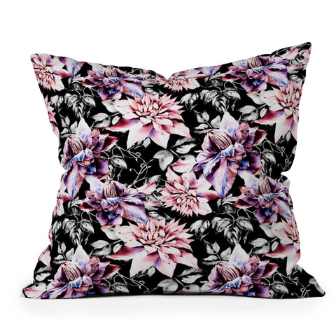 Marta Barragan Camarasa Pink bloom in the dark Outdoor Throw Pillow