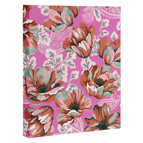 Marta Barragan Camarasa Pink flowers and paisleys 23 Art Canvas