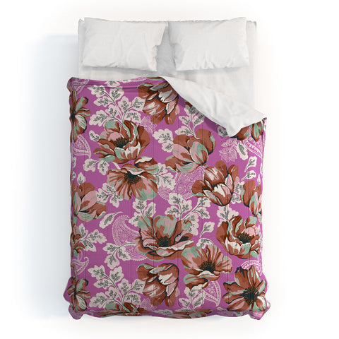 Marta Barragan Camarasa Pink flowers and paisleys 23 Comforter