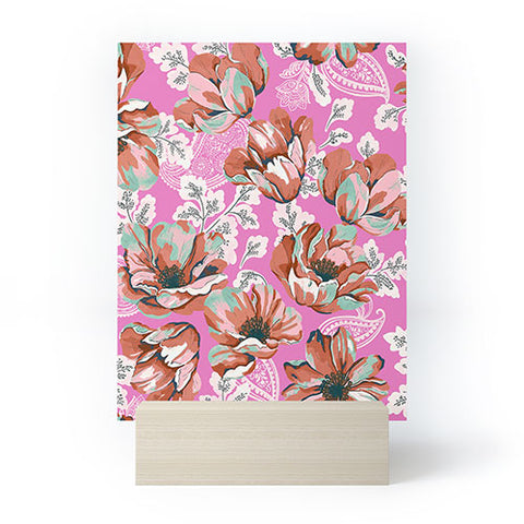 Marta Barragan Camarasa Pink flowers and paisleys 23 Mini Art Print