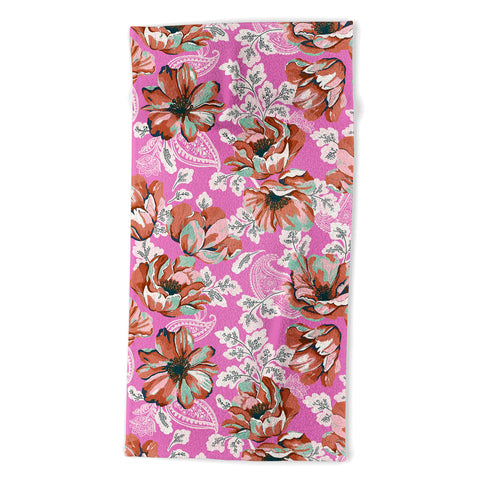 Marta Barragan Camarasa Pink flowers and paisleys 23 Beach Towel