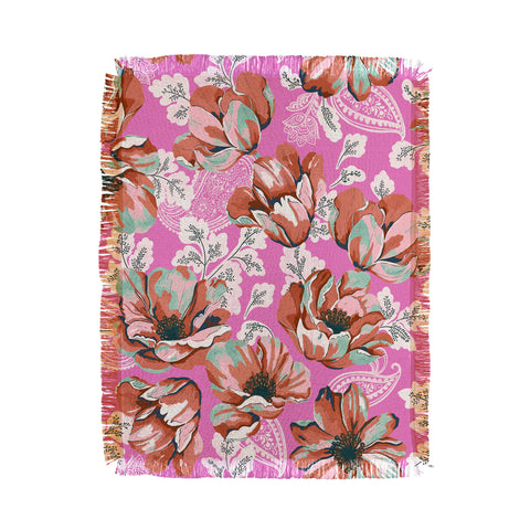 Marta Barragan Camarasa Pink flowers and paisleys 23 Throw Blanket
