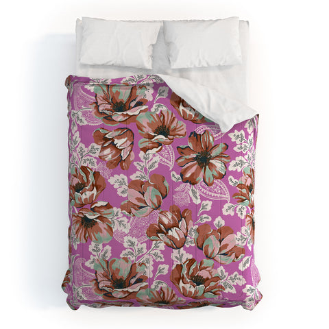 Marta Barragan Camarasa Pink flowers and paisleys B Comforter