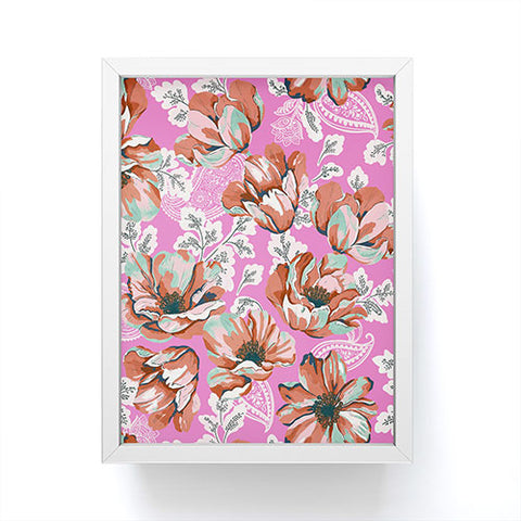 Marta Barragan Camarasa Pink flowers and paisleys B Framed Mini Art Print
