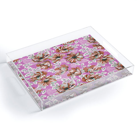 Marta Barragan Camarasa Pink flowers and paisleys B Acrylic Tray
