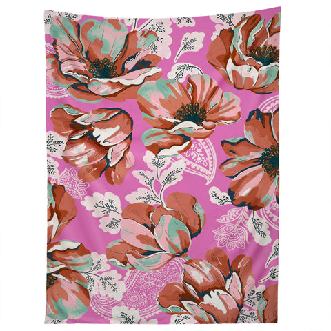 Marta Barragan Camarasa Pink flowers and paisleys B Tapestry