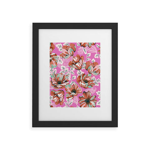 Marta Barragan Camarasa Pink flowers and paisleys B Framed Art Print