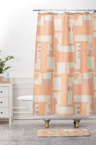 Marta Barragan Camarasa Playful geometric stripes PF Shower Curtain And Mat