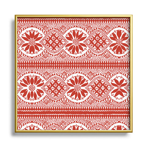 Marta Barragan Camarasa Red ethnic motif 23 Square Metal Framed Art Print