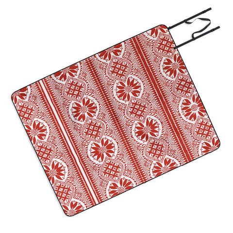 Marta Barragan Camarasa Red ethnic motif 23 Picnic Blanket
