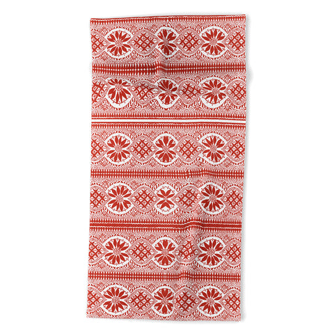 Marta Barragan Camarasa Red ethnic motif 23 Beach Towel