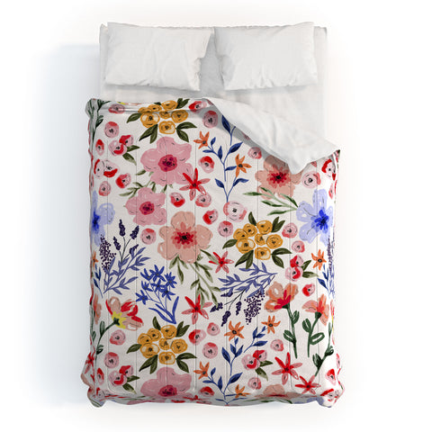Marta Barragan Camarasa Simple colorful flowery meadow Comforter