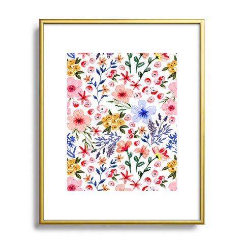 Marta Barragan Camarasa Simple colorful flowery meadow Metal Framed Art Print