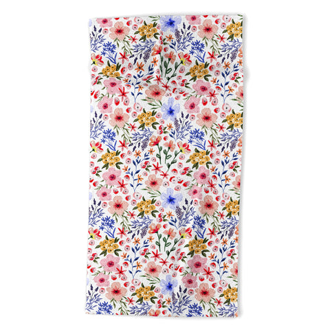 Marta Barragan Camarasa Simple colorful flowery meadow Beach Towel