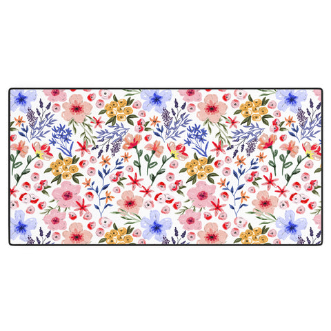 Marta Barragan Camarasa Simple colorful flowery meadow Desk Mat