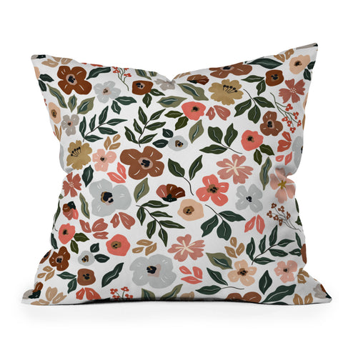 Marta Barragan Camarasa Simple flowery garden 0I Outdoor Throw Pillow