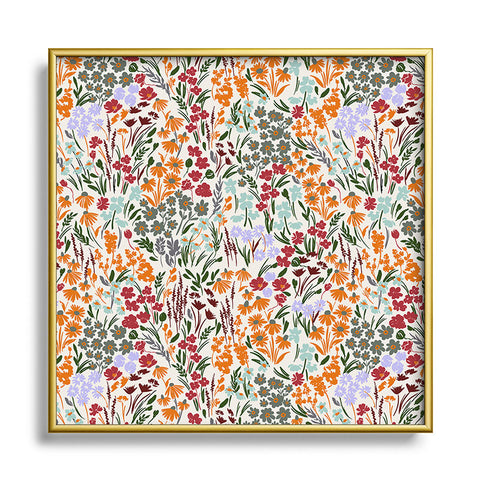 Marta Barragan Camarasa Spring flowery meadow 02 Square Metal Framed Art Print