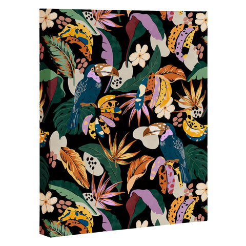 Marta Barragan Camarasa Toucans colorful dark jungle A Art Canvas
