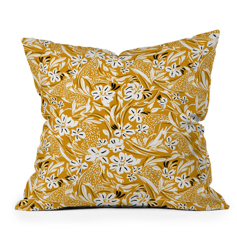 Marta Barragan Camarasa Tropical floral brush strokes Outdoor Throw Pillow