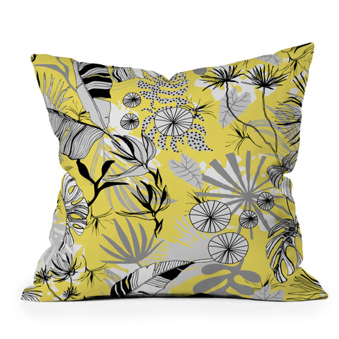 Marta Barragan Camarasa Tropical gray ya yellow Outdoor Throw Pillow