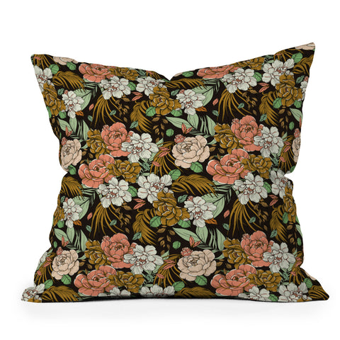 Marta Barragan Camarasa Vintage exotic flowery garden Outdoor Throw Pillow