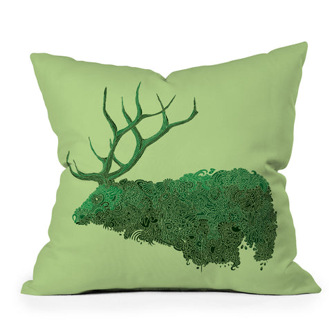 Martin Bunyi Elk Green Outdoor Throw Pillow