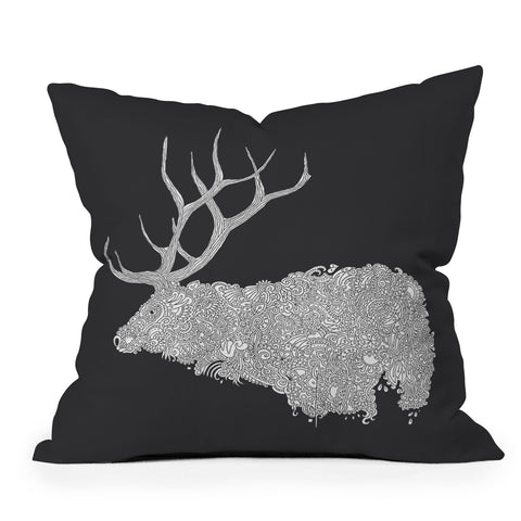 Martin Bunyi Elk White Outdoor Throw Pillow