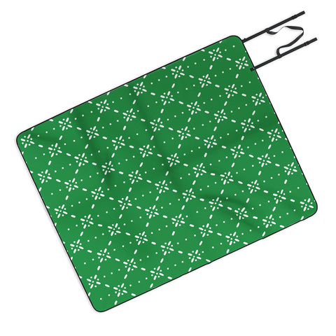 marufemia Christmas snowflake green Picnic Blanket