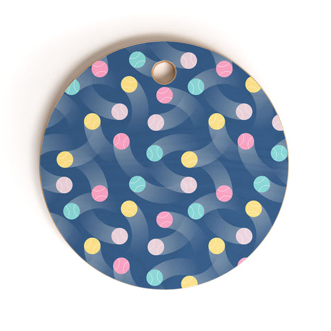 marufemia Colorful pastel tennis balls blue Cutting Board Round