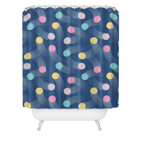 marufemia Colorful pastel tennis balls blue Shower Curtain