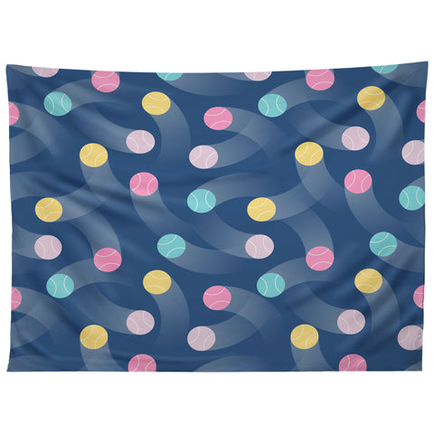 marufemia Colorful pastel tennis balls blue Tapestry